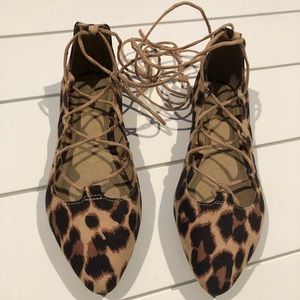 NEW Old Navy leopard flats with ankle wraps